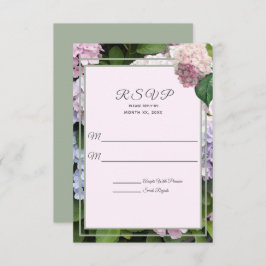 Summer Hydrangea Blossom, Roze, Groen, Weddenschap RSVP Kaartje