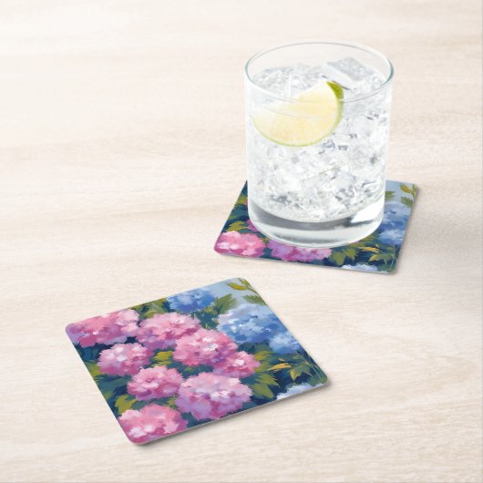 Summer Hydrangeas | Pink & Blue Coastal Flowers Kartonnen Onderzetters (Insitu)