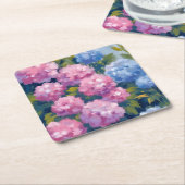 Summer Hydrangeas | Pink & Blue Coastal Flowers Kartonnen Onderzetters (Schuin)