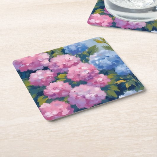 Summer Hydrangeas | Pink & Blue Coastal Flowers Kartonnen Onderzetters (Schuin)