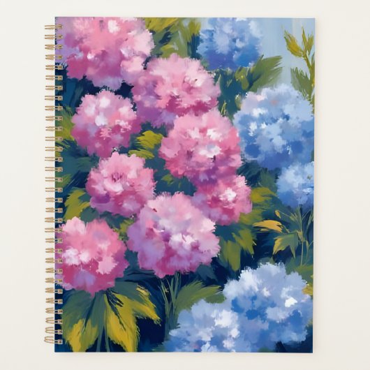 Summer Hydrangeas | Pink & Blue Coastal Flowers Planner (Voorkant)