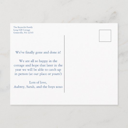 Summer Hydrangeas Verenigde Staten Vlaggen Verande Aankondigingskaart (Achterkant)