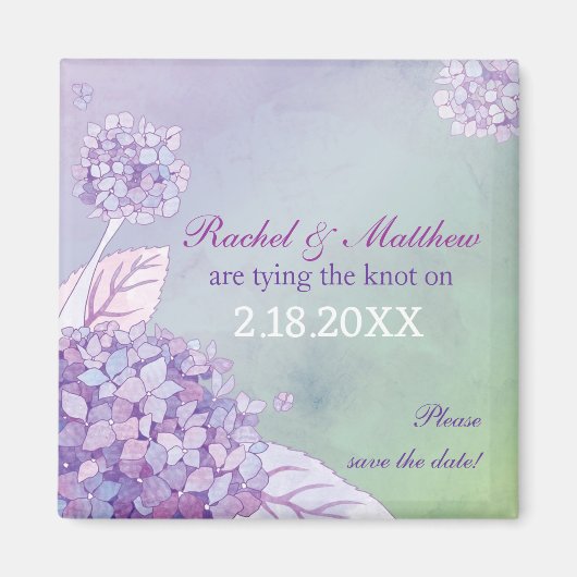 Summer Hydrangeas Wedding Save the Date Magneet (Voorkant)