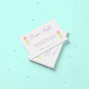 Summer Ice Cream Baby shower Diaper Raffle Kaart