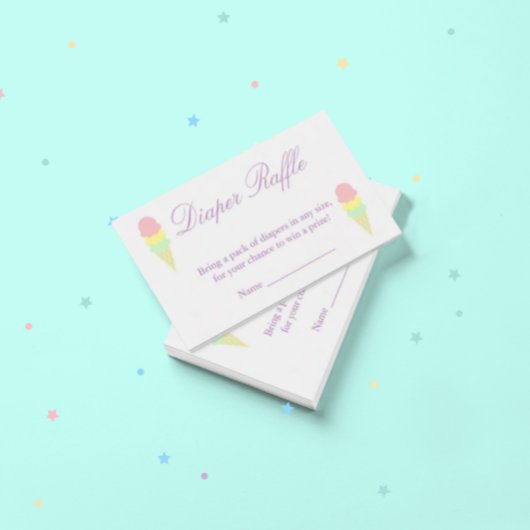 Summer Ice Cream Baby shower Diaper Raffle Kaart