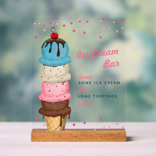 Summer Ice Cream Bar Vrijgezellenfeest Acryl Bord (Neutraal)