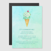 Summer Ice Cream Birthday Magnetische Uitnodiging (Voorkant / Achterkant)