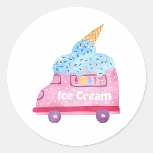 Summer Ice Cream Birthday Ronde Sticker (Voorkant)