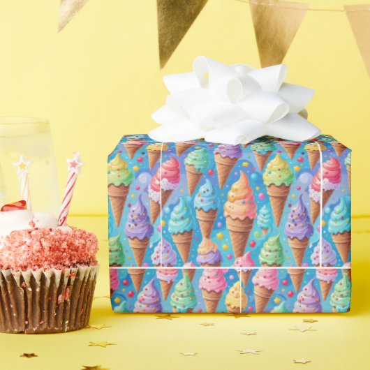 Summer Ice Cream Cone Collectie Cadeaupapier (Verjaardagsfeest)