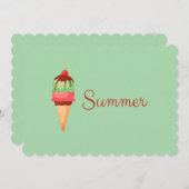 Summer Ice Cream End School Party Invitation Kaart (Voorkant / Achterkant)