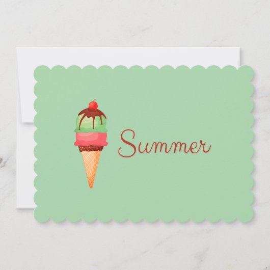 Summer Ice Cream End School Party Invitation Kaart (Voorkant)