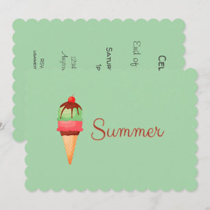 Summer Ice Cream End School Party Invitation Kaart
