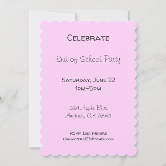 Summer Ice Cream End School Party Kaart (Achterkant)