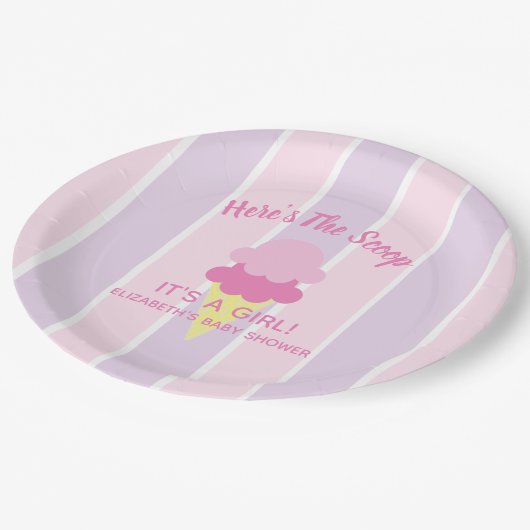Summer Ice Cream Girl Baby shower Papieren Bordje (Gekanteld)