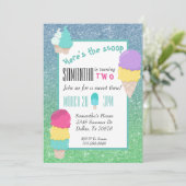 Summer Ice Cream Glitter Hier is de Scoop Birthday Kaart (Staand voorkant)