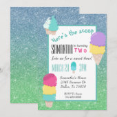 Summer Ice Cream Glitter Hier is de Scoop Birthday Kaart (Voorkant / Achterkant)