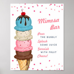 Summer Ice Cream Mimosa Bar Vrijgezellenfeest Poster