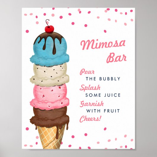 Summer Ice Cream Mimosa Bar Vrijgezellenfeest Poster (Voorkant)