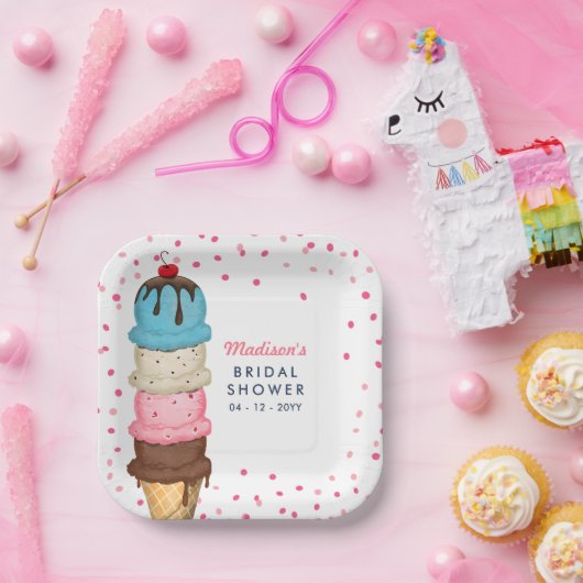 Summer Ice Cream Modern Vrijgezellenfeest Papieren Bordje (Feest)