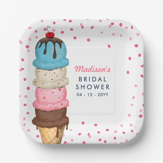 Summer Ice Cream Modern Vrijgezellenfeest Papieren Bordje (Voorkant)