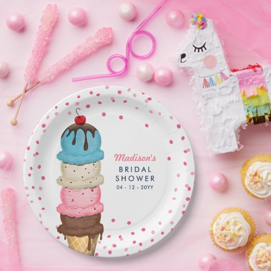 Summer Ice Cream Modern Vrijgezellenfeest Papieren Bordje (Feest)
