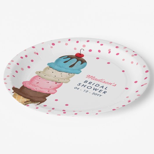 Summer Ice Cream Modern Vrijgezellenfeest Papieren Bordje (Gekanteld)