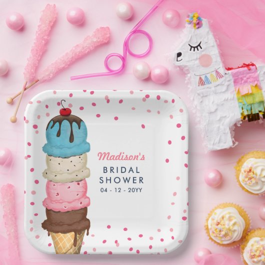 Summer Ice Cream Modern Vrijgezellenfeest Papieren Bordje (Feest)