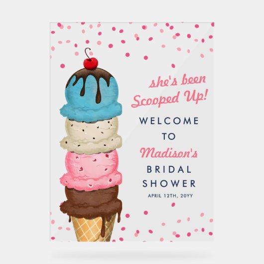 Summer Ice Cream Modern Waterverf Vrijgezellenfees Acryl Bord (Voorkant)