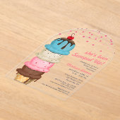 Summer Ice Cream Modern Waterverf Vrijgezellenfees Acryl Uitnodigingen (Laagn)