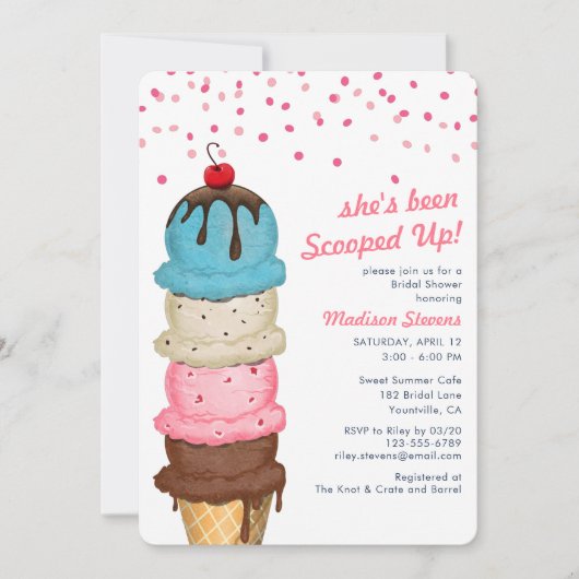 Summer Ice Cream Modern Waterverf Vrijgezellenfees Kaart (Voorkant)