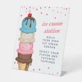 Summer Ice Cream Modern Waterverf Vrijgezellenfees Reclamebord Met Voetstuk (Voorkant)