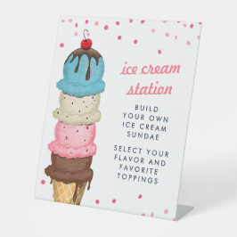 Summer Ice Cream Modern Waterverf Vrijgezellenfees Reclamebord Met Voetstuk