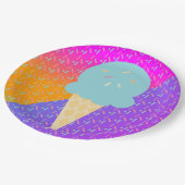 Summer Ice Cream Neon Sprinkles Party Patroon Papieren Bordje (Gekanteld)