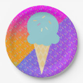 Summer Ice Cream Neon Sprinkles Party Patroon Papieren Bordje (Voorkant)