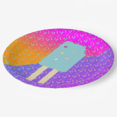 Summer Ice Cream Neon Sprinkles Party Patroon Papieren Bordje (Gekanteld)