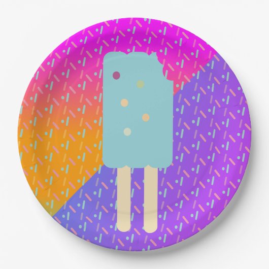 Summer Ice Cream Neon Sprinkles Party Patroon Papieren Bordje (Voorkant)