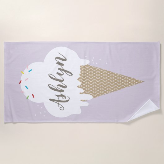 Summer Ice Cream Paars Strandlaken (Voorkant)