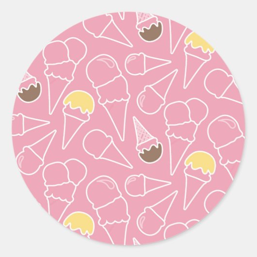 Summer Ice Cream Pattern Ronde Sticker (Voorkant)