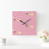 Summer Ice Cream Pattern Vierkante Klok (Huis)