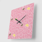 Summer Ice Cream Pattern Vierkante Klok (Hoek)