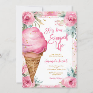 Summer Ice Cream Pink Flowers Vrijgezellenfeest Kaart