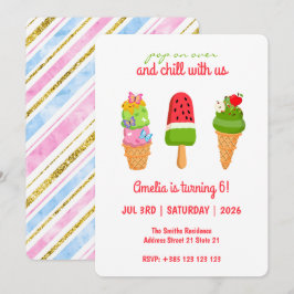 Summer Ice Cream Popsicle verjaardagsuitnodiging Kaart