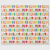 Summer Ice Cream Popsicles Frozen Dessert Trets Cadeaupapier (Vlak)