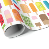 Summer Ice Cream Popsicles Frozen Dessert Trets Cadeaupapier (Rol Hoek)