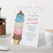 Summer Ice Cream Station Modern Vrijgezellenfeest Reclamebord Met Voetstuk (Insitu)