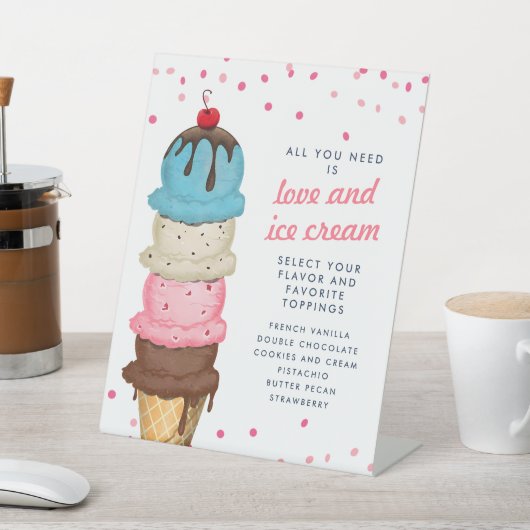 Summer Ice Cream Station Modern Vrijgezellenfeest Reclamebord Met Voetstuk (Insitu)