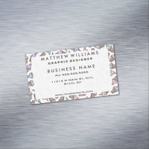 Summer Ice Cream Swirly Cones Waterverf Pattern Visitekaartje Magneet