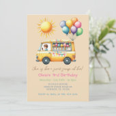 Summer Ice Cream Truck Verjaardagsuitnodiging Kaart (Staand voorkant)