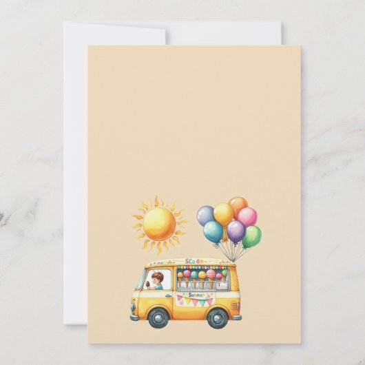 Summer Ice Cream Truck Verjaardagsuitnodiging Kaart (Achterkant)