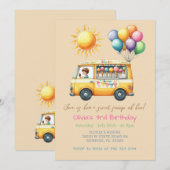 Summer Ice Cream Truck Verjaardagsuitnodiging Kaart (Voorkant / Achterkant)